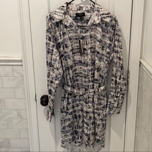 Banana Republic Black and White Long Sleeve Shirt Dress